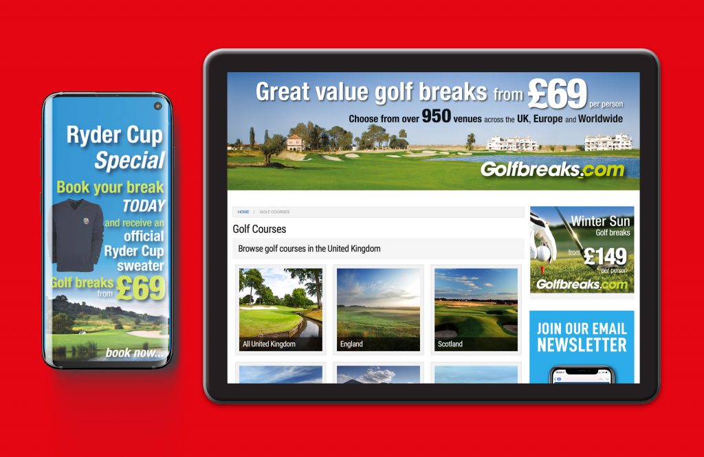 Golfbreaks.com tablet mobile mockups
